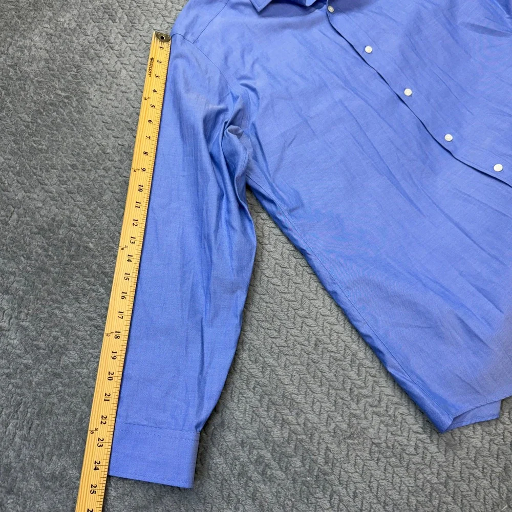 Buttoned Down Dress Shirt Mens 16.5 34 Tailored Fit Blue Cotton Solid LS